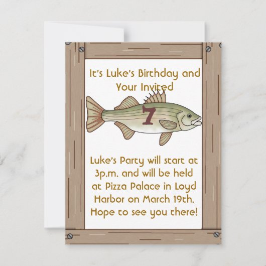 Pêche 7e anniversaire fête garçons Invitation (Devant)