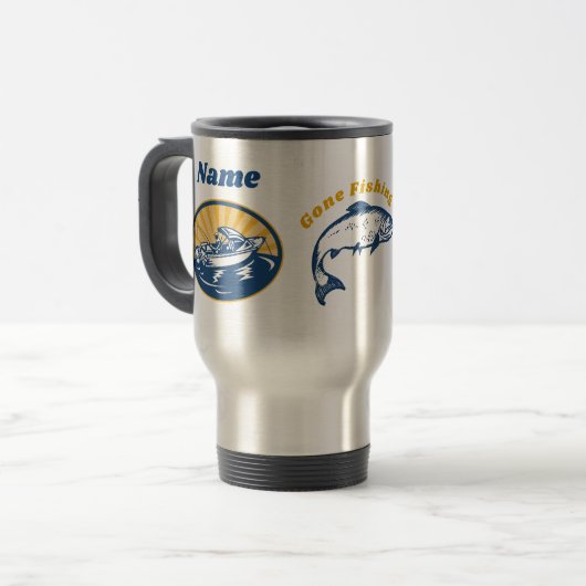 Pêche à la traîne Mug de café de voyage personnali (Devant gauche)