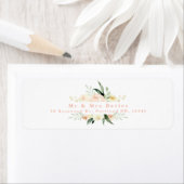 Pêche à l'aquarelle et étiquette de adresse floral (En situation)