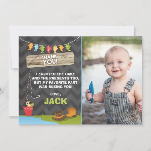 Pêche Anniversaire Carte de remerciements Pêche (Devant)