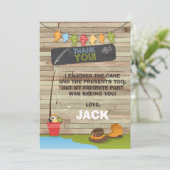 Pêche Anniversaire Carte de remerciements Pêche (Debout devant)