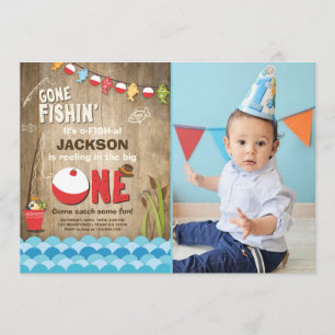 Pêche Anniversaire Invitation Bois Partie de pêche