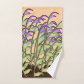 Pêche au feuillage vert + violet (Serviette à main)