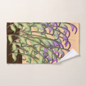 Pêche au feuillage vert + violet (Serviette à main)