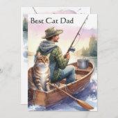 Pêche avec papa Meilleur Chat Papa Carte Plat (Devant / Derrière)