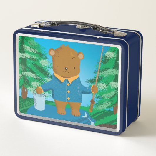 Pêche Brown Ours Kid Metal Lunchbox (Dos)