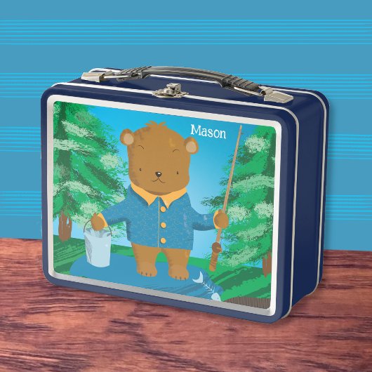 Pêche Brown Ours Kid Metal Lunchbox