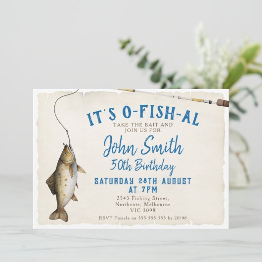 Pêche C'est O-fish-al Adulte Invitation d'annivers (Debout devant)