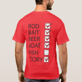 Pêche Check Off Liste Mens Drôle T-shirt Rouge (Dos)