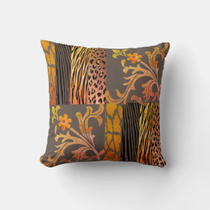 Pêche chic et Brown animal imprimé coussin
