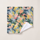 Pêche contemporaine et bleu Abstrait Floral (Gant de toilette)