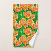 Pêche / Corail Orange Aquarelle Roses (Serviette à main)