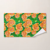 Pêche / Corail Orange Aquarelle Roses (Serviette à main)
