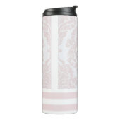 Pêche/Damas rose Bouteille d'eau rayée (Tourné sur la gauche)