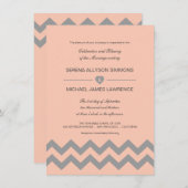 Pêche de corail et invitations grises de mariage (Devant / Derrière)