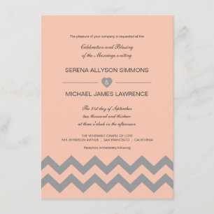 Pêche de corail et invitations grises de mariage