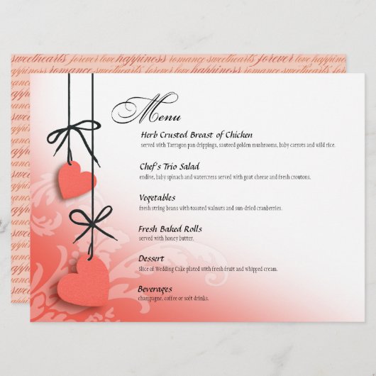 Pêche de menu de dîner de sentiments profonds (Devant / Derrière)