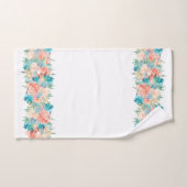 Pêche et aquarelle Aqua Floral sur blanc (Serviette à main)