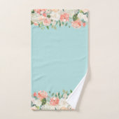 Pêche et aquarelle Aqua Motif floral (Serviette à main)
