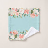 Pêche et aquarelle Aqua Motif floral (Gant de toilette)