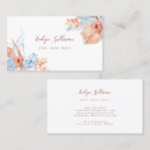 Pêche et bleu carte de visite tropical (Devant / Derrière)