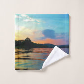 Pêche et bleu coucher de soleil Lac Beach Nature P (Gant de toilette)