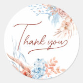 Pêche et bleu tropical merci sticker (Devant)