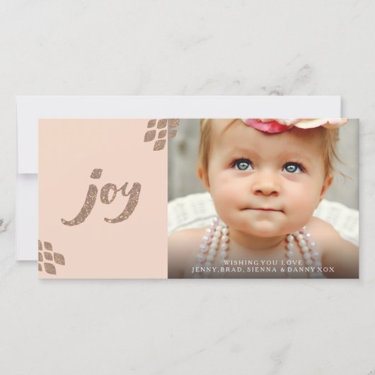 Pêche et bronze Parties scintillant Joie Carte pho (Devant)