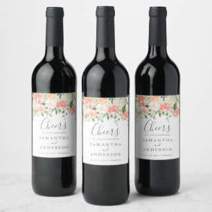 Pêche et Crème Étiquettes de bouteilles de vin