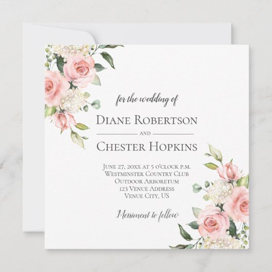 Pêche et Faire-part de mariage à charpente florale (Dos)