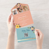 Pêche et Faire-part de mariage bleu avec des tourn (Déchirure)