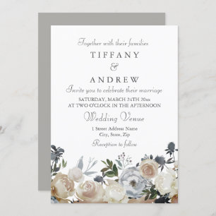 Pêche et Grey Élégant Mariage Invitation