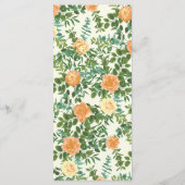 Pêche et ivoire Peony et Rose Floral Mariage Menu (Dos)