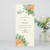 Pêche et ivoire Peony et Rose Floral Mariage Menu (Debout devant)