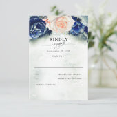 Pêche et marine Blue Floral Wedding RSVP (Debout devant)