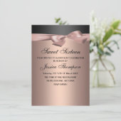 Pêche et noir Bow Sweet 16 Anniversaire Invitation (Debout devant)