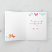 Pêche et papillons Turquoises Carte d'anniversaire (Intérieur)