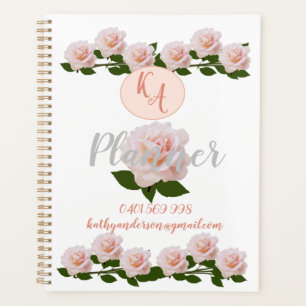 Pêche et Roses blanches Planificateur personnel