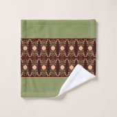 Pêche Et Vert Avec Brown Foncé (Gant de toilette)