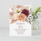 Pêche Faire-part de mariage Floral Bourgogne (Debout devant)