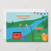 Pêche Fête Anniversaire Bleu Poisson Invitation (Devant)