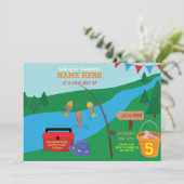 Pêche Fête Anniversaire Bleu Poisson Invitation (Debout devant)