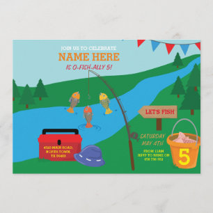 Pêche Fête Anniversaire Bleu Poisson Invitation