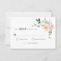 pêche fleurie verdure mariage carte RSVP