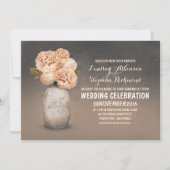 Pêche floral peint en mason jarre invitations mari (Devant)