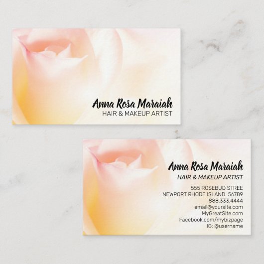 *~* Pêche Florale Rose Carte de visite Pastel Fleu (Devant / Derrière)