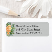 Pêche & Gris Peony & Rose Floral Étiquette de adre (En situation)