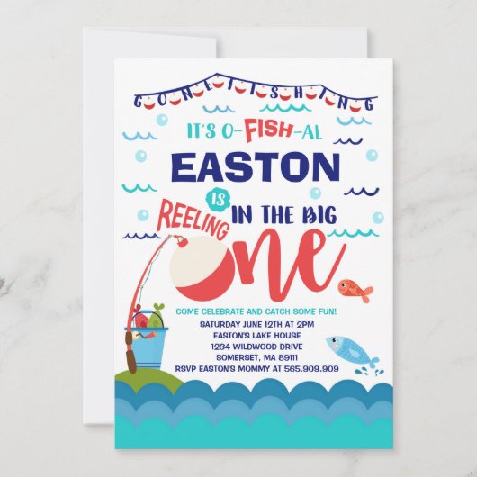 Pêche Invitation Anniversaire O-Fish-Ally Une Part (Devant)