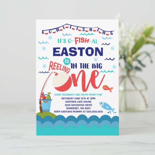 Pêche Invitation Anniversaire O-Fish-Ally Une Part (Debout devant)