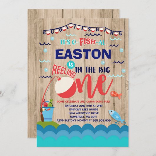 Pêche Invitation Anniversaire O-Fish-Ally Une Part (Devant / Derrière)